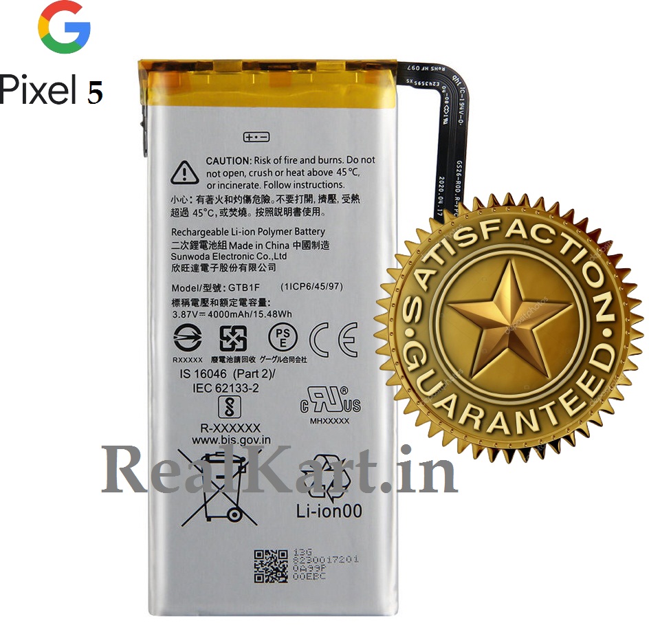 Original Google Pixel 5 5G (GD1YQ, GTT9Q, G5NZ6) Battery GTB1F ...