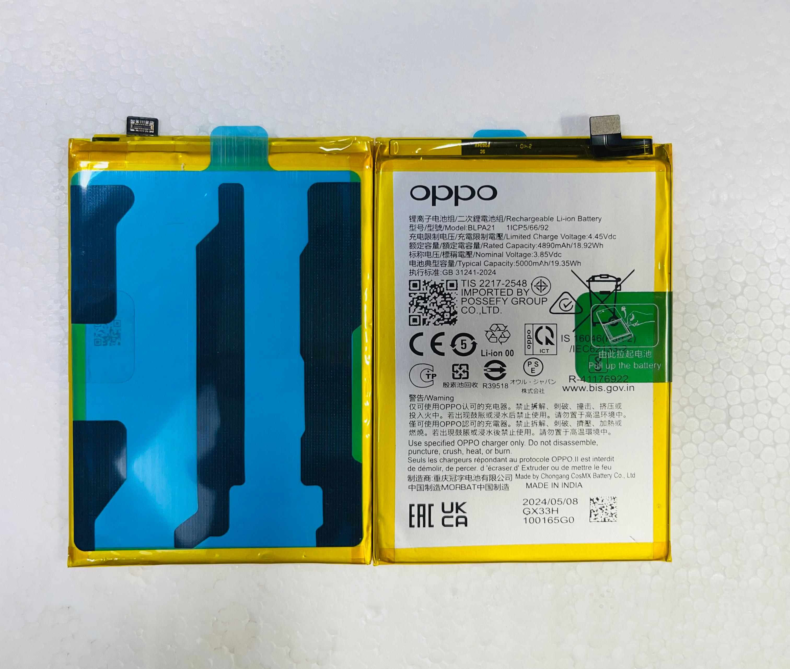 100% Original Brand New Oppo A18 4G BLPA21 Battery 5000 mAh Li-Ion 6 ...