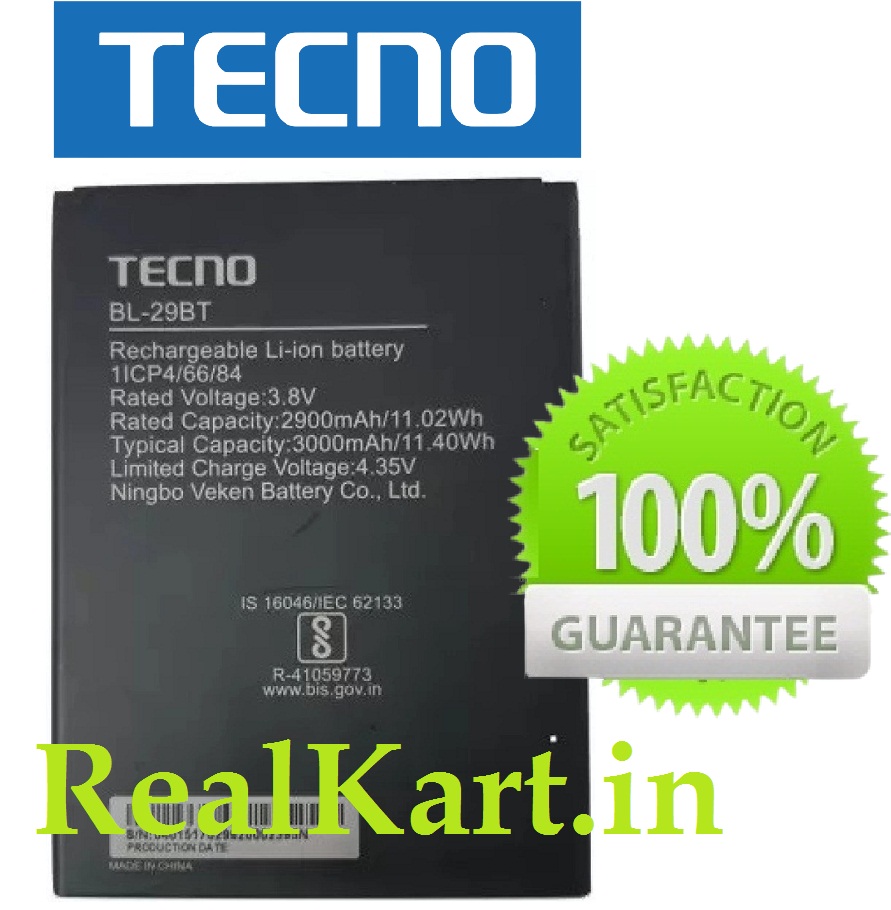 Original Tecno Spark Go (KC1) / Spark 4 Air (KC1J, KC6) Battery BL-29BT ...